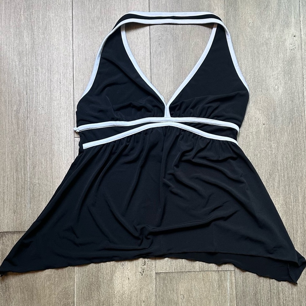 New York & Company Black Top with White Accents